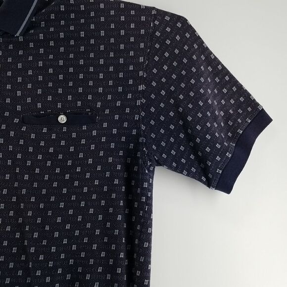 Cache Creek Shirt Men's Large Polo 3 Button Blue Grey Short Sleeve Pocket Golf - Picture 3 of 11